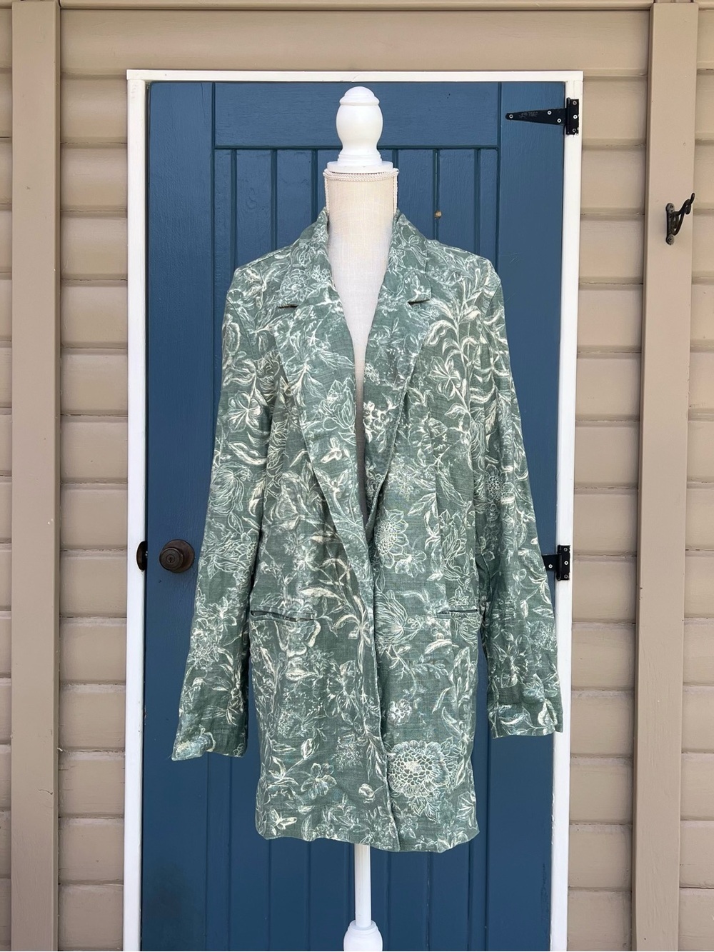 FREE PEOPLE BECKETT GREEN FLORAL OVERSIZED BLAZER WOMEN’S SIZE LARGE
